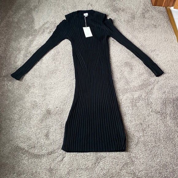 a new day Dresses & Skirts - NWT A New Day Black Ribbed Cold Shoulder Bodycon Dress Long Sleeve SIZE XS